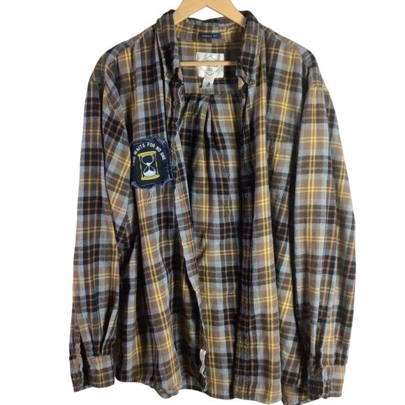 Retrofit band FLANNEL DENIM Jean tee shirt patch Black Yellow 2XL XXL - Picture 3 of 7